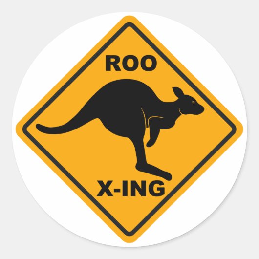 Roo Xing Sign Design Runder Aufkleber (Vorderseite)