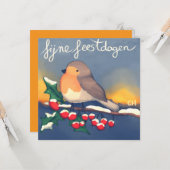 Roodborstje, fijne Feestdagen Karte (Vorderseite/Rückseite Beispiel)