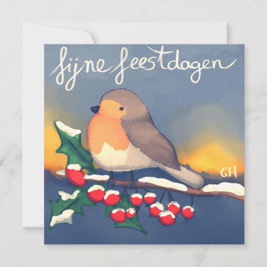 Roodborstje, fijne Feestdagen Karte (Vorderseite)