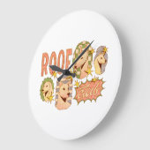 Roof Club / Hunde-Illustrationen Große Wanduhr (Winkel)