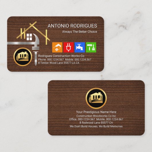 Roof Truss Handyman Tools Visitenkarte (Vorne/Hinten)