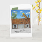 Roofer Cat Funny Birthday Card Karte (Gelbe Blume)