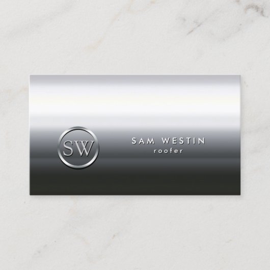 Roofer Chrome Monogram Business Card Visitenkarte (Vorderseite)