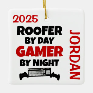 Roofer-Lieben spielen Videospiele Keramikornament