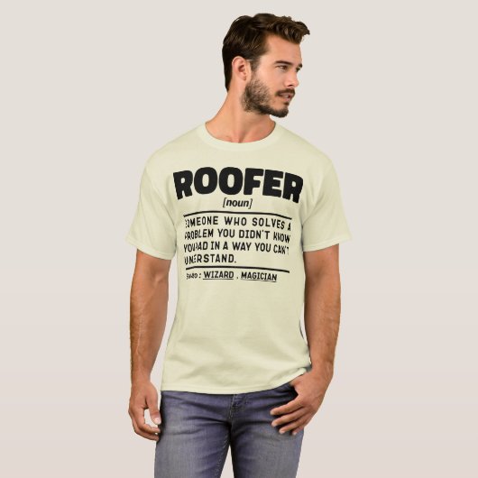 Roofer Noun Definition Dachdeckungsunternehmer Coo T-Shirt (Vorne ganz)