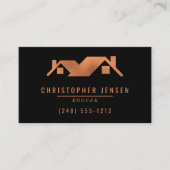 Roofer QR Code Roofing Business Black Copper Visitenkarte (Vorderseite)