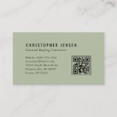 Roofer QR Code Roofing Business Sage Green Visitenkarte (Rückseite)