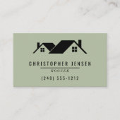Roofer QR Code Roofing Business Sage Green Visitenkarte (Vorderseite)