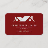Roofer QR Code Simple Burgundy Rounded Visitenkarte (Vorderseite)
