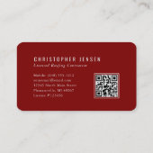 Roofer QR Code Simple Burgundy Rounded Visitenkarte (Rückseite)