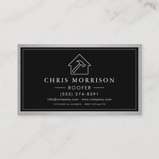 Roofer Roofing Service QR Code Contractor Visitenkarte (Vorderseite)