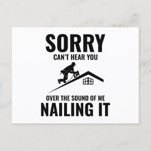 Roofer Spaß - Nailing It - Dach Postkarte