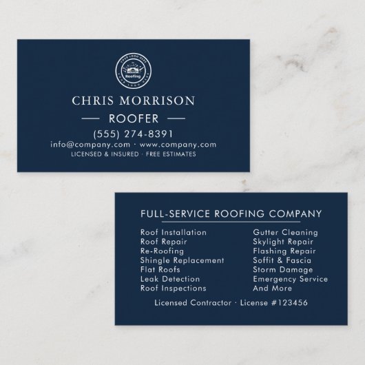 Roofing Company | Custom Logo Services Visitenkarte (Vorne/Hinten)