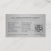 Roofing Roofer Contractor Metallic QR Code Visitenkarte (Rückseite)