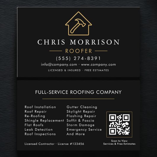 Roofing Roofer Contractor QR Code Visitenkarte