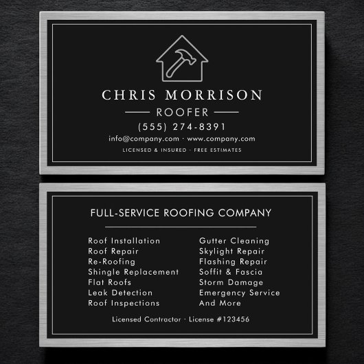 Roofing Service Roofer House Hammer Professional Visitenkarte