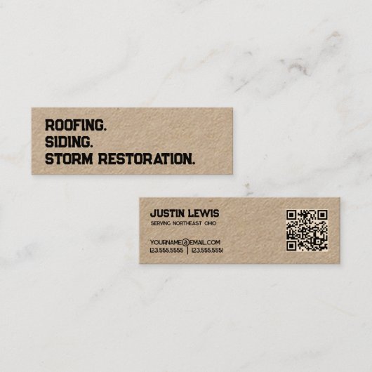 Roofing Siding QR Mini Visitenkarte (Vorne/Hinten)
