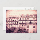 Roofops von Paris in Rosa Postkarte (Vorne/Hinten)