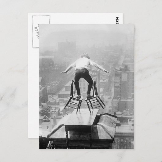 Rooftop Balancing Act, 1910 Postkarte (Vorne/Hinten)