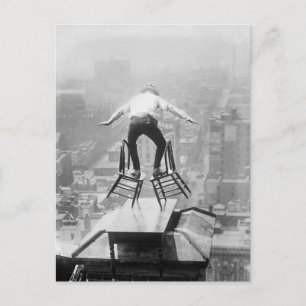 Rooftop Balancing Act, 1910 Postkarte