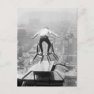 Rooftop Balancing Act, 1910 Postkarte