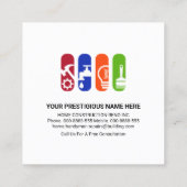 Rooftop Holzrahmen Handyman Gebäude Quadratische Visitenkarte (Rückseite)