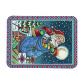 ROOFTOP SANTA BAG of TOYS, DOLLHOUSE, HOBBYHORSE Magnet (Horizontal)