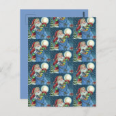 ROOFTOP SANTA BAG of TOYS, DOLLHOUSE, HOBBYHORSE Postkarte (Vorne/Hinten)