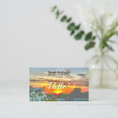 Rooftop Sunset Hello 2295 Calling Card Visitenkarte (Stehend Vorderseite)