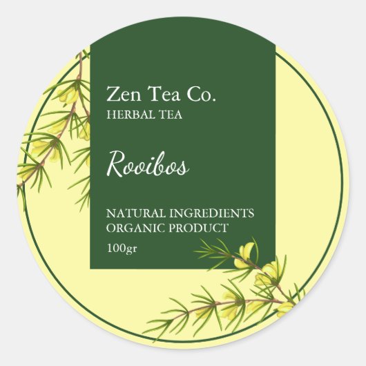 Rooibos-Kräutertee-Geschäftsetikett Runder Aufkleber (Vorderseite)