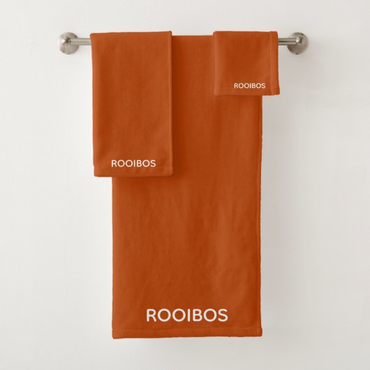 Rooibos roter brauner Name Badhandtuch Set (Insitu)
