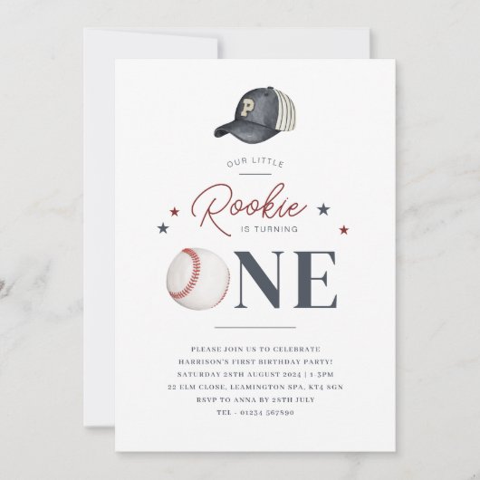 Rookie 1. Geburtstag - eine Einladung (Vorderseite)