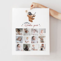 Rookie 1. Geburtstagsbär - Foto Collage Poster
