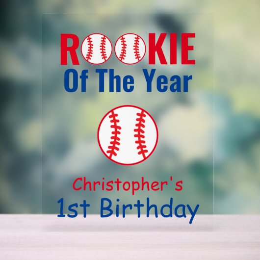 Rookie Baseball 1. Geburtstag Acrylschild (Neutral)
