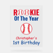 Rookie Baseball 1. Geburtstag Acrylschild (Vorderseite)