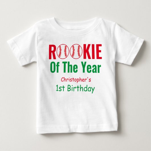 Rookie Baseball 1. Geburtstag Baby T-shirt (Vorderseite)