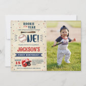 Rookie Baseball 1. Geburtstag Batter Up Foto Einladung (Vorderseite)