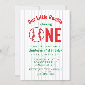 Rookie Baseball 1. Geburtstag Einladung