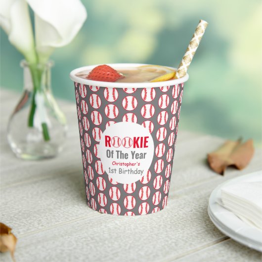 Rookie Baseball 1. Geburtstag Pappbecher (In Situ)