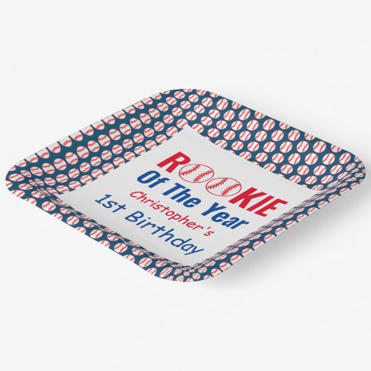 Rookie Baseball 1. Geburtstag Pappteller (Gewinkelt)