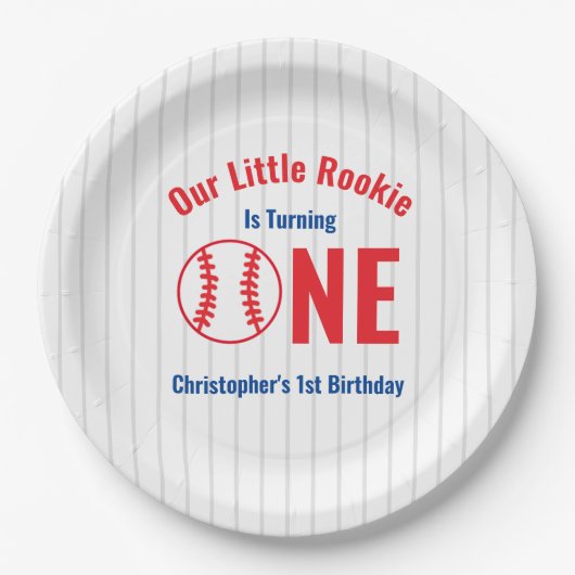 Rookie Baseball 1. Geburtstag Pappteller (Vorderseite)