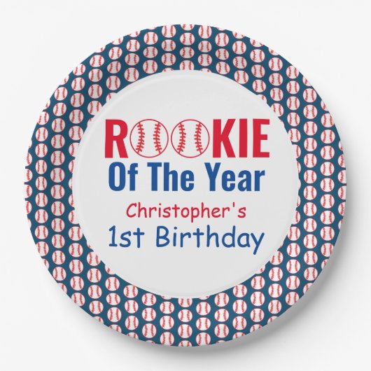 Rookie Baseball 1. Geburtstag Pappteller (Vorderseite)