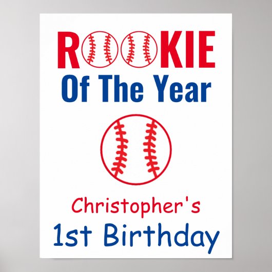 Rookie Baseball 1. Geburtstag Poster (Vorne)