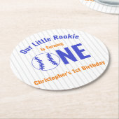 Rookie Baseball 1. Geburtstag Runder Pappuntersetzer (Angewinkelt)