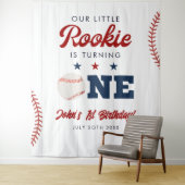 Rookie Baseball 1st Birthday Photo Backdrop Wandteppich (Beispiel)