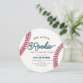 Rookie Baseball Boy Birthday Foto Circle Einladung (Stehend Vorderseite)