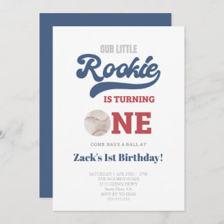 Rookie Baseball Boys Einladung zum 1. Geburtstag P
