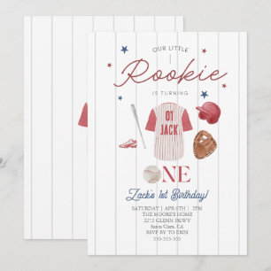 Rookie Baseball Individuelle Name Boys 1. Geburtst Einladung