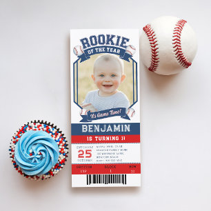 Rookie Baseball Ticket Red Blue Boy 1. Geburtstag