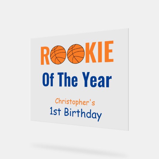 Rookie Basketball 1. Geburtstag Acrylschild (Winkel)